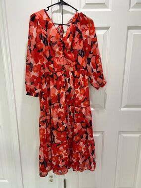 Sincerely Jules Red Floral Long Sleeve Dress